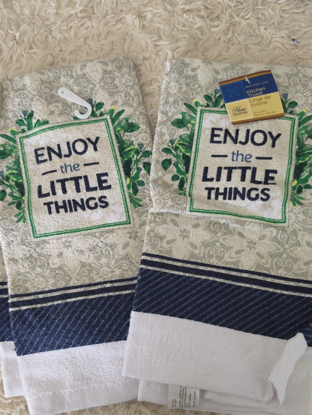 Home Collection Kitchen Towels - Green, Navy, White